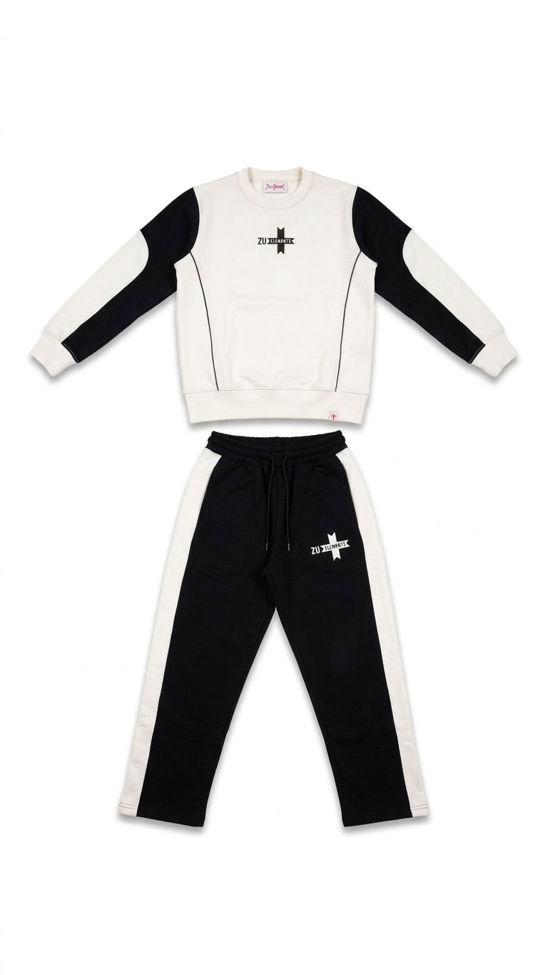 Tuta Sportiva ZU Elements Bambino e Ragazzo | Completo Bianco e Nero con Logo su Petto e Gamba