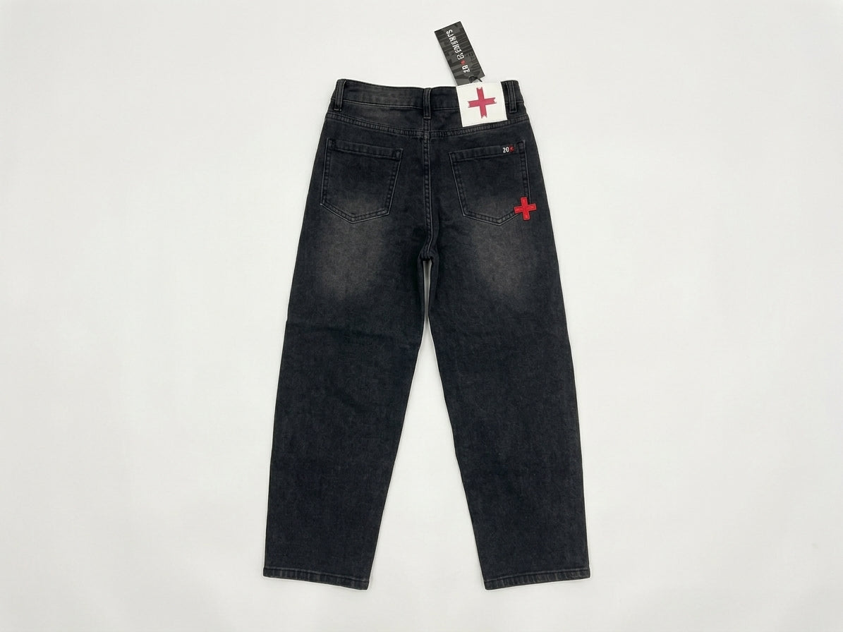Jeans Zu Elements Donna e Ragazza | Denim Nero Delavé Taglio Ampio Balloon/Barrel Relaxed Fit