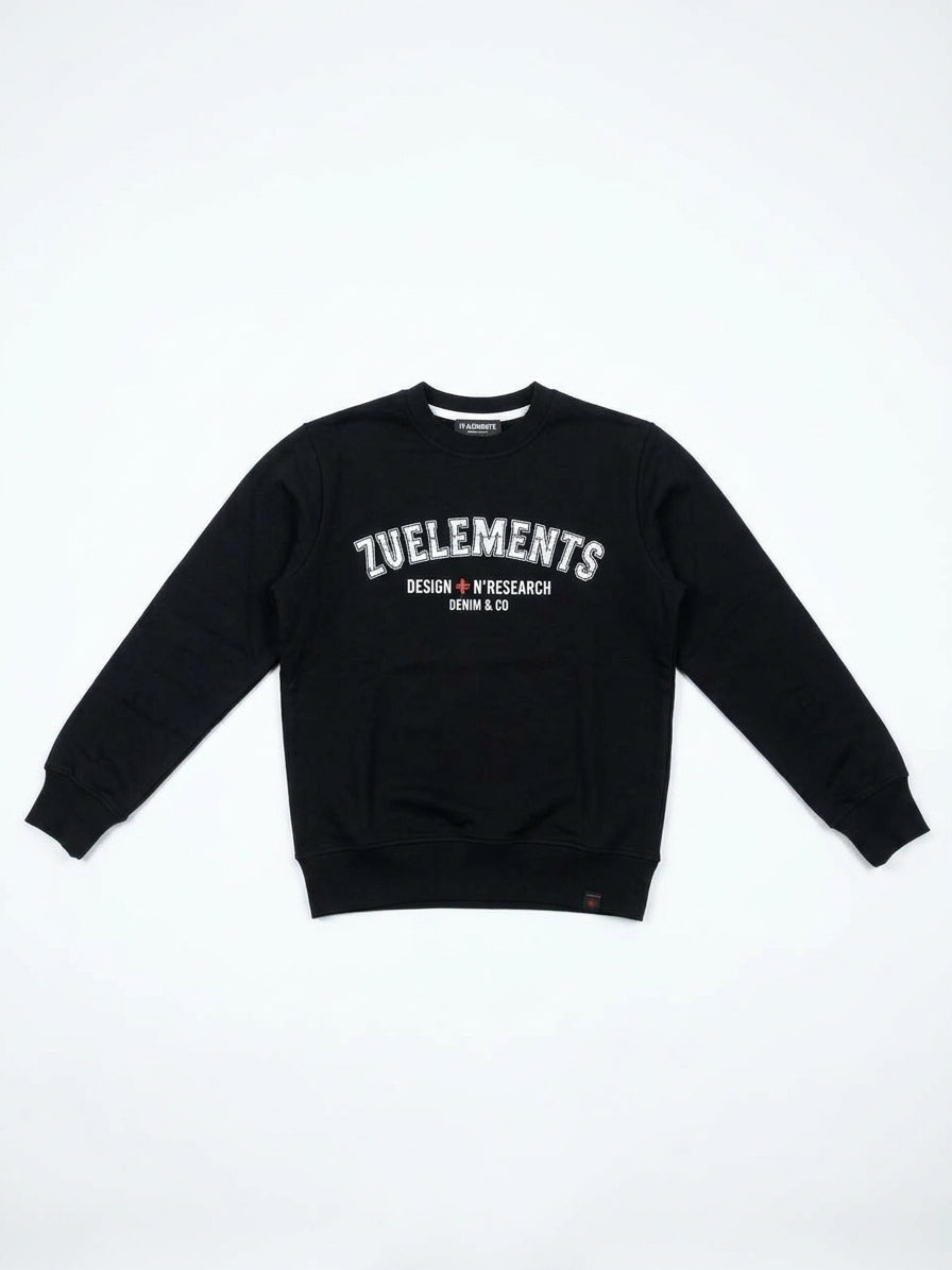 Felpa Girocollo Zu Elements | Felpa con Scritta "ZUELEMENTS DESIGN + N'RESEARCH" sul Petto