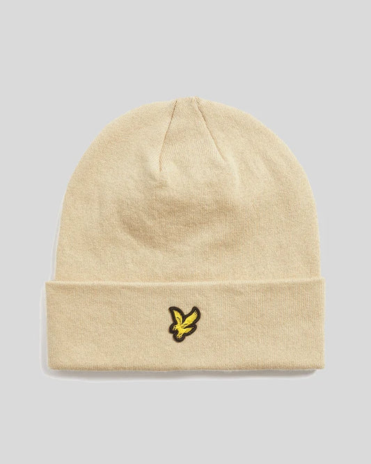 Berretto Lyle & Scott in Maglia a Coste | Cappello con Risvolto e Logo Aquila Gialla Ricamato – Unisex Adulto e Bambino