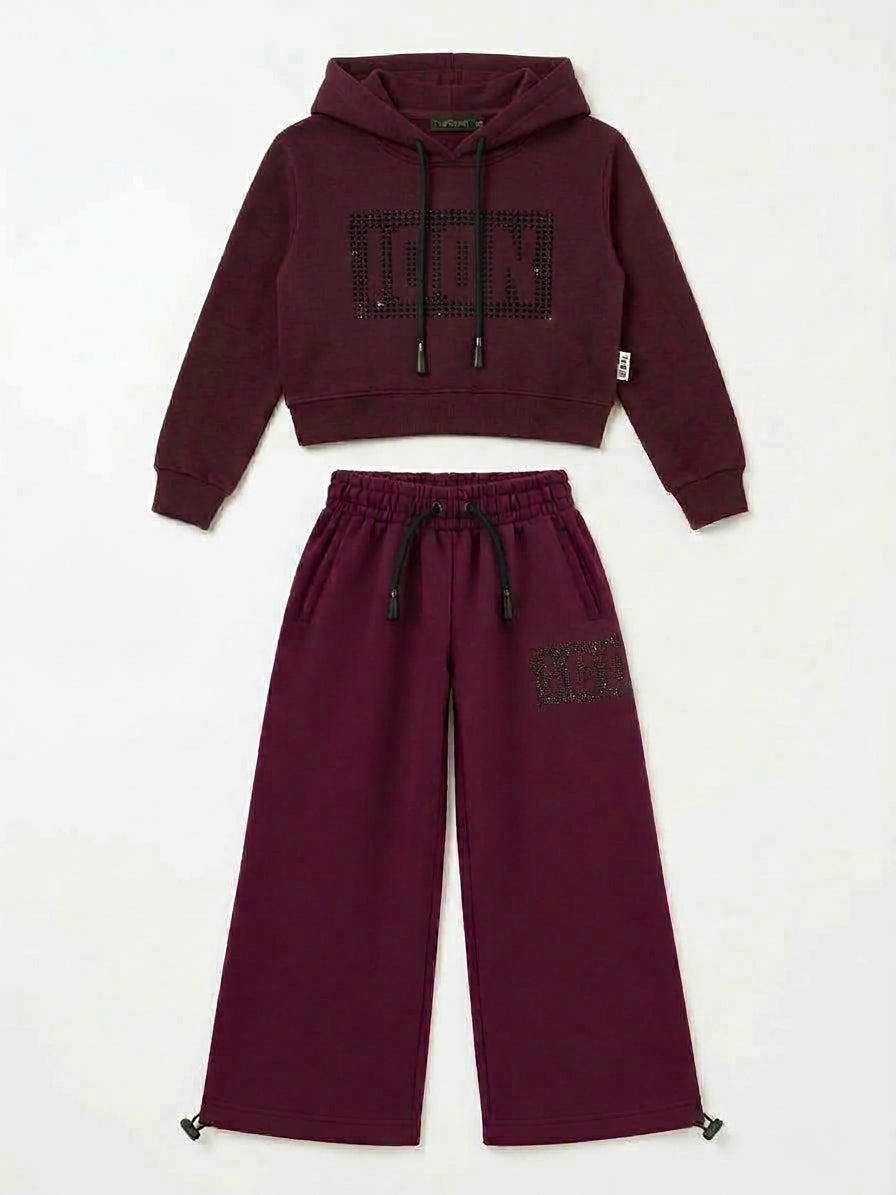 Tuta Bordeaux Icon Bambino e Ragazzo | Completo Icon Kids Felpa e Joggers Bordeaux