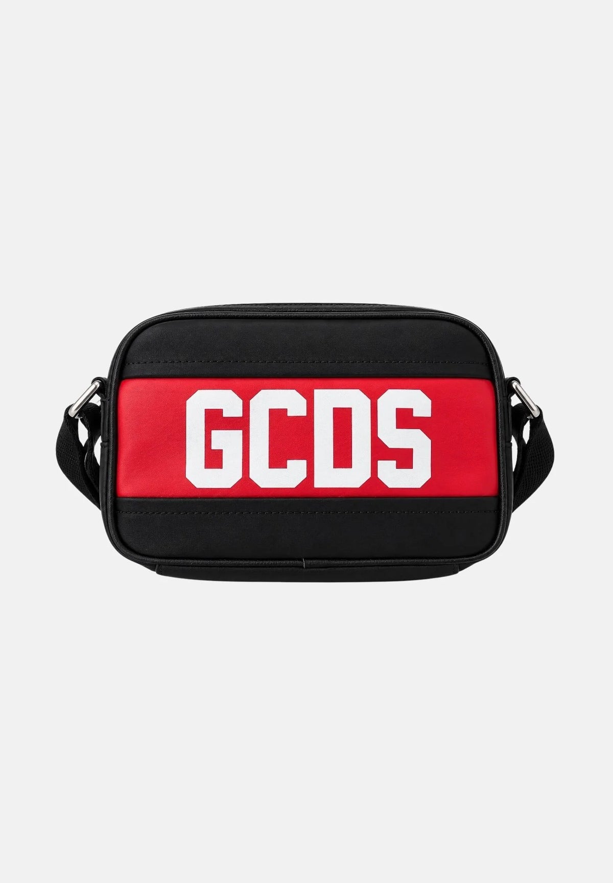 Borsa a Tracolla GCDS Camera Bag Nera e Rossa | Tessuto Tecnico con Maxi Logo Bianco