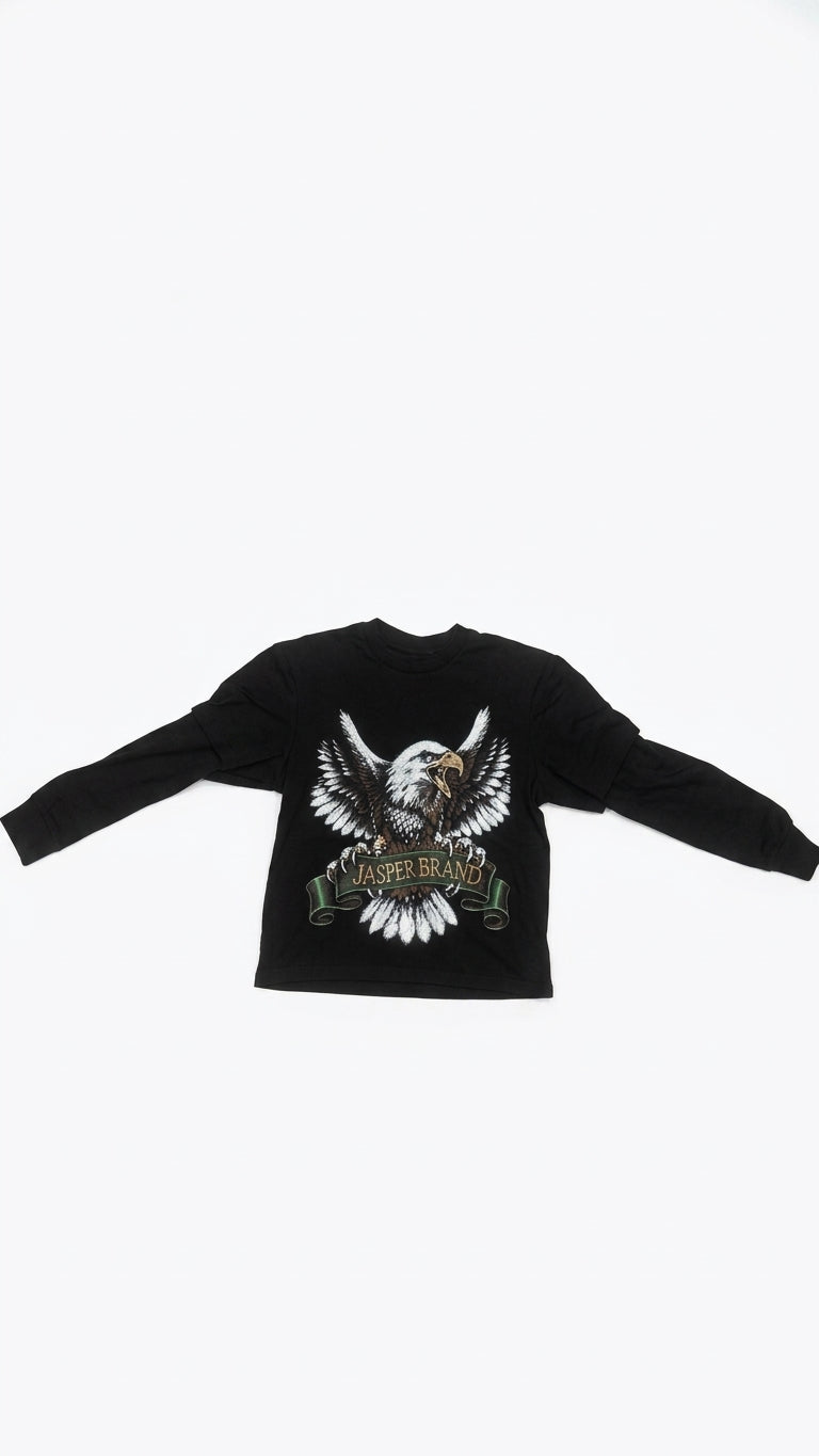 Maglia Maniche Lunghe Jasper Aquila JSP Bambino | Longsleeves Nera con Logo Aquila sul Petto