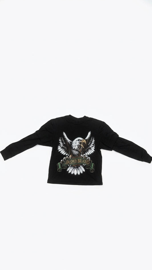 Maglia Maniche Lunghe Jasper Aquila JSP Bambino | Longsleeves Nera con Logo Aquila sul Petto