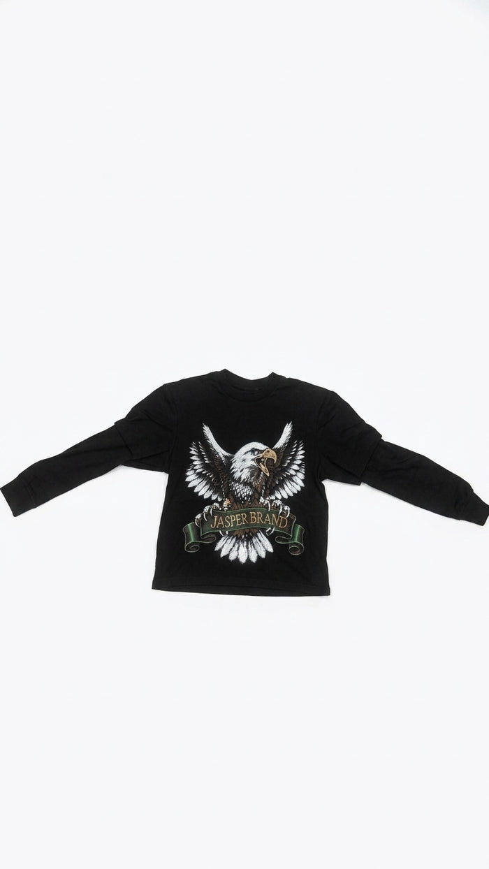 Maglia Maniche Lunghe Jasper Aquila JSP Bambino | Longsleeves Nera con Logo Aquila sul Petto