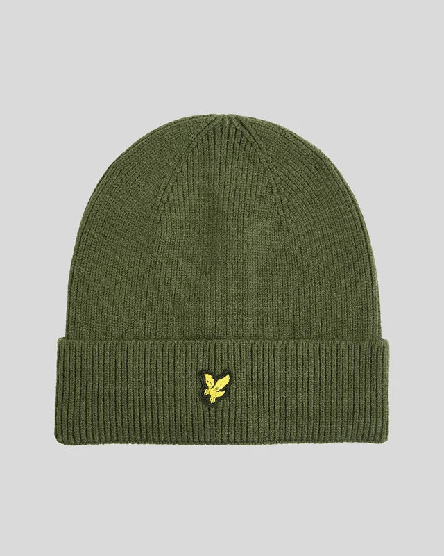 Berretto Lyle & Scott in Maglia a Coste | Cappello con Risvolto e Logo Aquila Gialla Ricamato – Unisex Adulto e Bambino