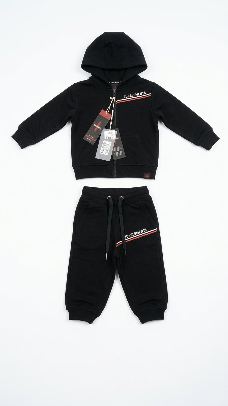 Tuta Sportiva Zu Elements Bambino | Felpa con Cappuccio e Zip + Pantalone con Banda Colorata e Logo