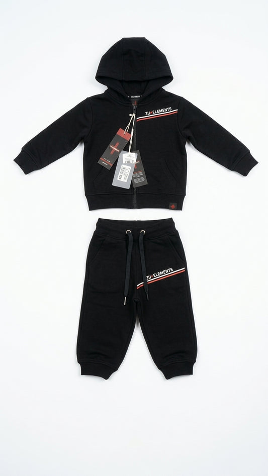 Tuta Sportiva Zu Elements Bambino | Felpa con Cappuccio e Zip + Pantalone con Banda Colorata e Logo
