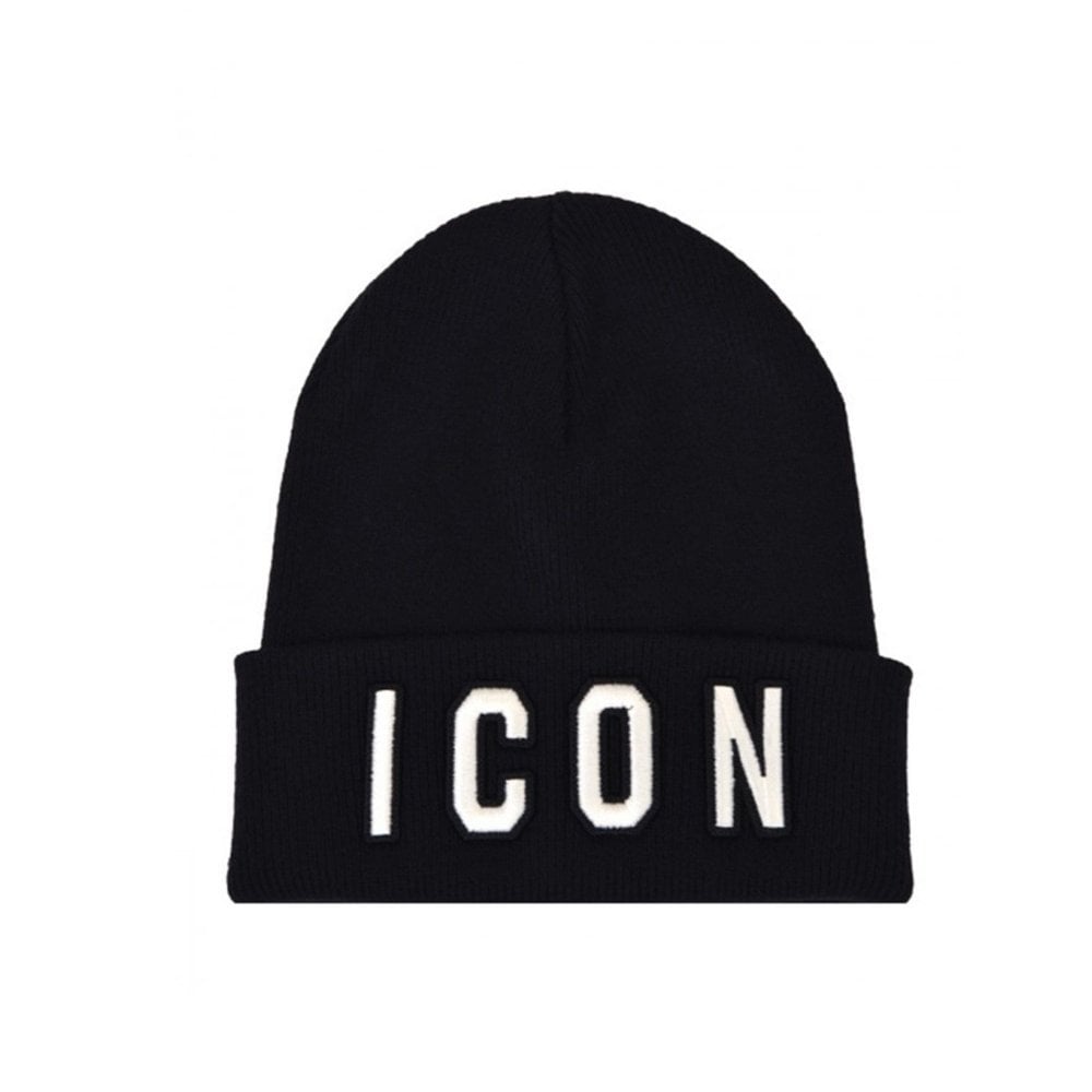 Berretto Dsquared2 Icon in Maglia a Coste | Cappello con Ricamo ICON e Risvolto