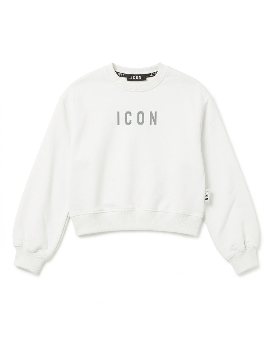 Felpa Girocollo ICON Bambino e Ragazzo | Felpa con Scritta Logo sul Petto – Icon Kids