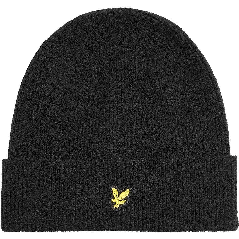 Berretto Lyle & Scott in Maglia a Coste | Cappello con Risvolto e Logo Aquila Gialla Ricamato – Unisex Adulto e Bambino
