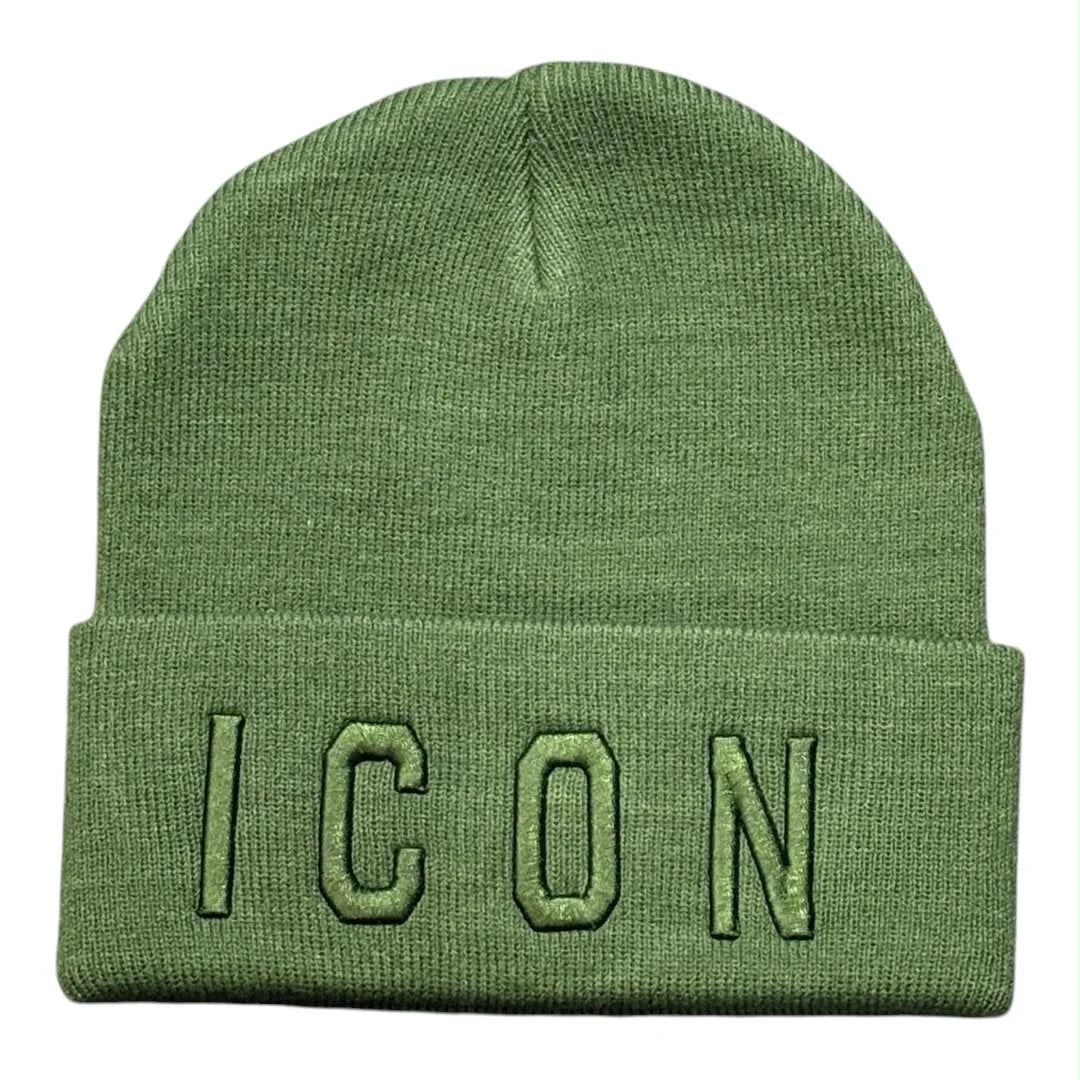 Berretto Dsquared2 Icon in Maglia a Coste | Cappello con Ricamo ICON e Risvolto