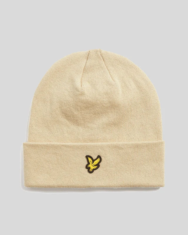 Berretto Lyle & Scott in Maglia a Coste | Cappello con Risvolto e Logo Aquila Gialla Ricamato – Unisex Adulto e Bambino